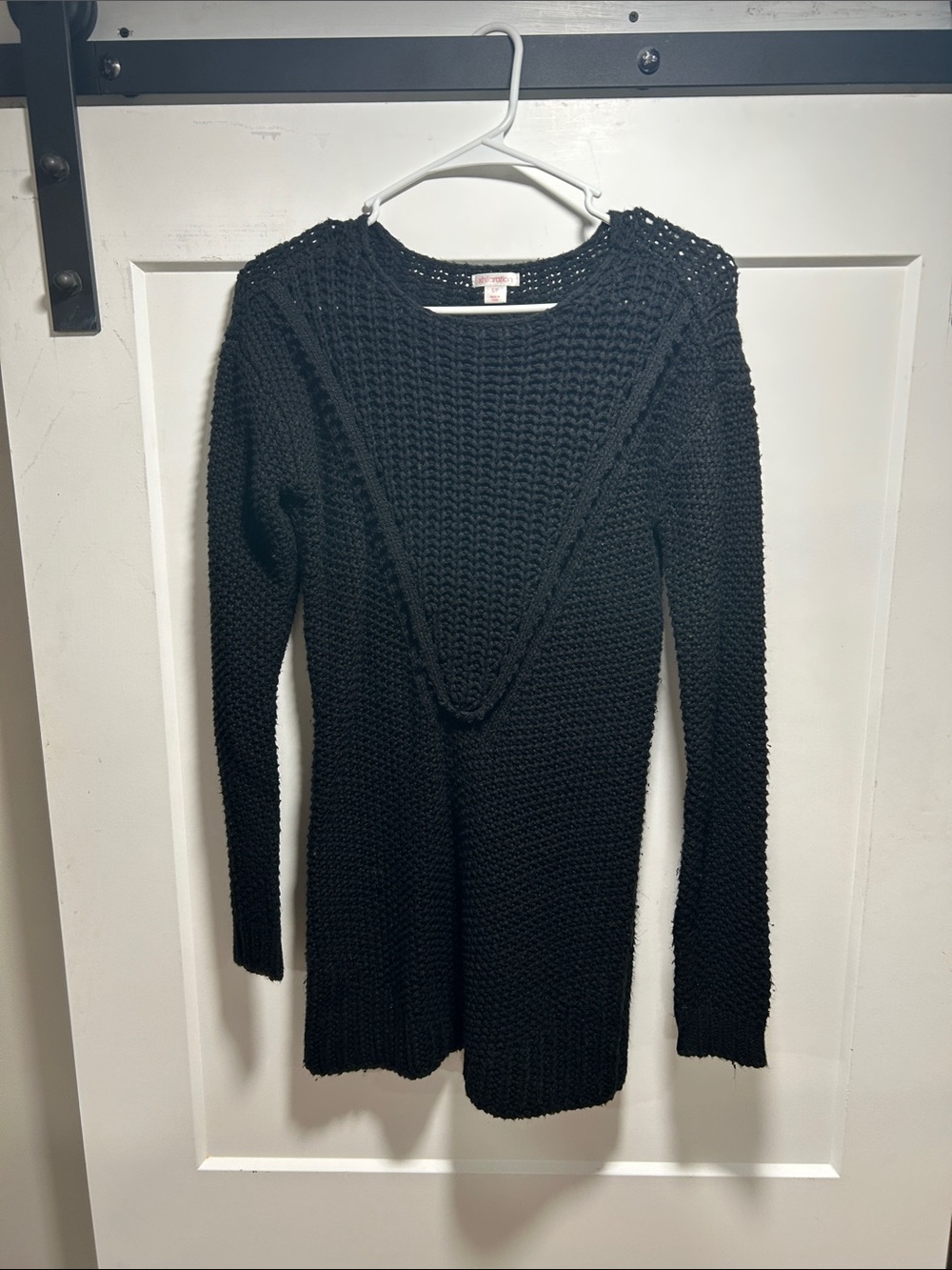 Xhilaration Black Scoop-Neck Textured Knit Sweater